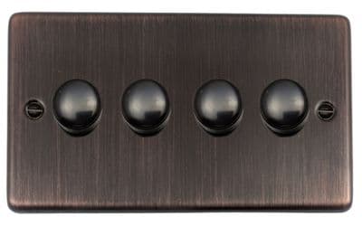 G&H CAC524-FBK Standard Plate Antique Copper 4 Gang 1 or 2 Way LED Dimmer Switch