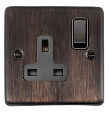 G&H CAC9B Standard Plate Antique Copper 1 Gang Single 13A Switched Plug Socket