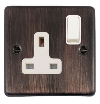 G&H CAC9W Standard Plate Antique Copper 1 Gang Single 13A Switched Plug Socket