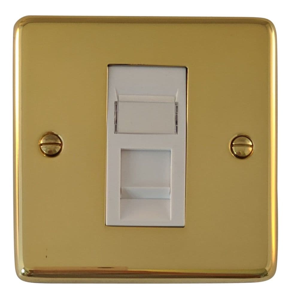 G&H CB61W Standard Plate Polished Brass 1 Gang RJ45 Cat5e Data Socket