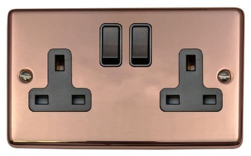 G&H CBC10B Standard Plate Bright Copper 2 Gang Double 13A Switched Plug Socket