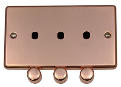 G&H CBC13-PK Standard Plate Bright Copper 3 Gang Dimmer Plate Only inc Dimmer Knobs