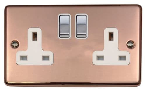 G&H CBC210 Standard Plate Bright Copper 2 Gang Double 13A Switched Plug Socket
