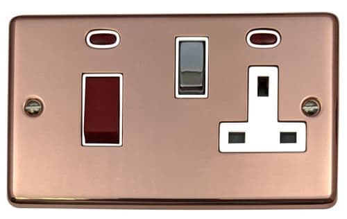 G&H CBC229 Standard Plate Bright Copper 45 Amp DP Cooker Switch & 13A Switched Socket