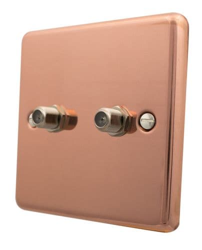 G&H CBC237 Standard Plate Bright Copper 2 Gang Satellite Socket Point