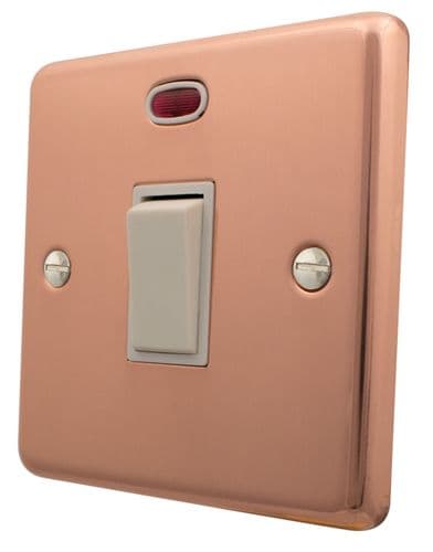 G&H CBC26W Standard Plate Bright Copper 1 Gang 20 Amp Double Pole Switch & Neon