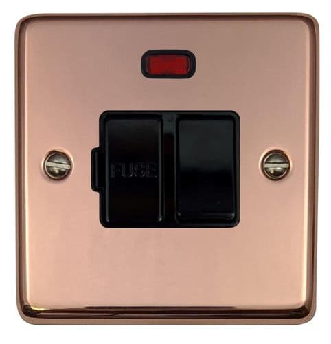 G&H CBC27B Standard Plate Bright Copper 1 Gang Fused Spur 13A Switched & Neon