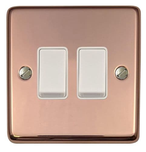 G&H CBC2W Standard Plate Bright Copper 2 Gang 1 or 2 Way Rocker Light Switch