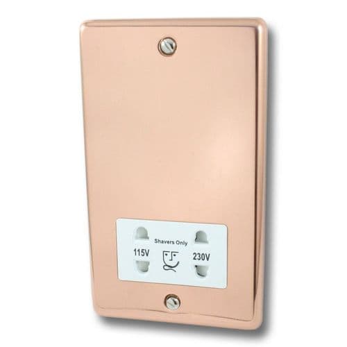 G&H CBC30W Standard Plate Bright Copper Dual Voltage Shaver Socket 115-230V