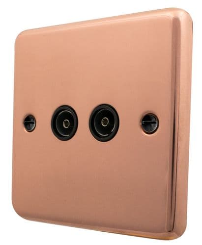 G&H CBC36B Standard Plate Bright Copper 2 Gang TV Coax Socket Point