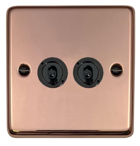 G&H CBC382-FBK Standard Plate Bright Copper 2 Gang 1 or 2 Way Toggle Light Switch