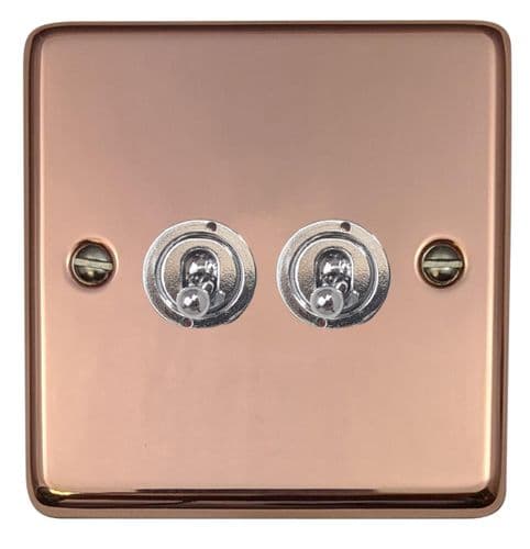 G&H CBC382-PC Standard Plate Bright Copper 2 Gang 1 or 2 Way Toggle Light Switch