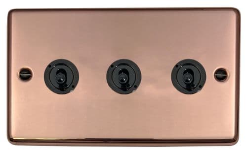 G&H CBC383-FBK Standard Plate Bright Copper 3 Gang 1 or 2 Way Toggle Light Switch