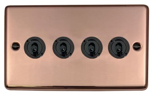 G&H CBC384-FBK Standard Plate Bright Copper 4 Gang 1 or 2 Way Toggle Light Switch