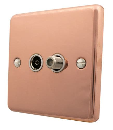 G&H CBC38W Standard Plate Bright Copper 1 Gang TV Coax & Satellite Socket Point