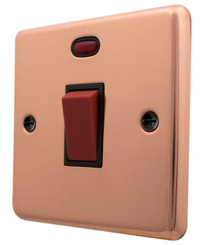 G&H CBC46B Standard Plate Bright Copper 45 Amp DP Cooker Switch & Neon Single Plate
