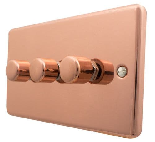 G&H CBC523 Standard Plate Bright Copper 3 Gang 1 or 2 Way LED Dimmer Switch