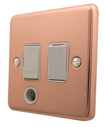 G&H CBC56W Standard Plate Bright Copper 1 Gang Fused Spur 13A Switched & Flex Outlet