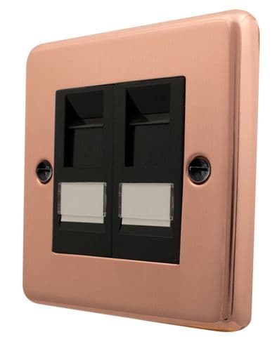 G&H CBC62B Standard Plate Bright Copper 2 Gang RJ45 Socket Point