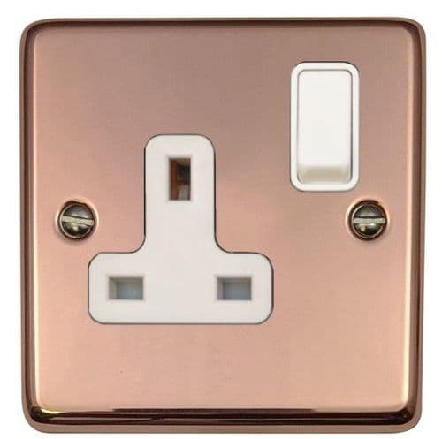G&H CBC9W Standard Plate Bright Copper 1 Gang Single 13A Switched Plug Socket