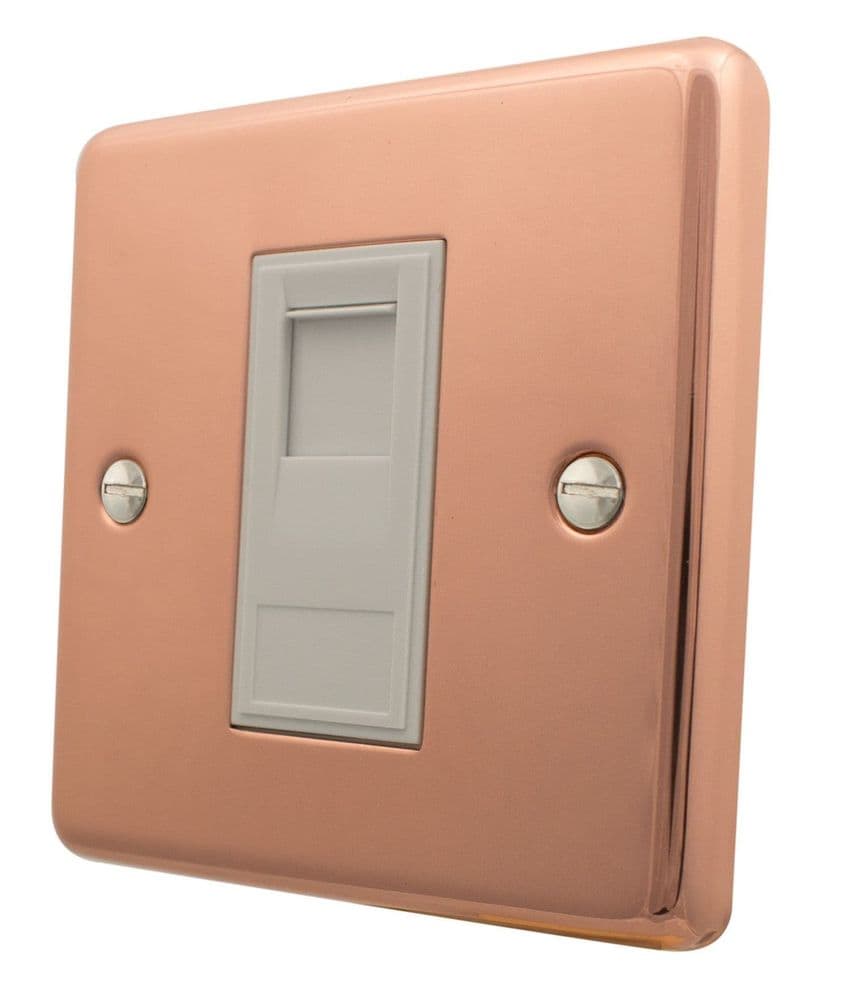 G&H CBCHX61W Standard Plate Copper Hand Waxed 1 Gang RJ45 Socket