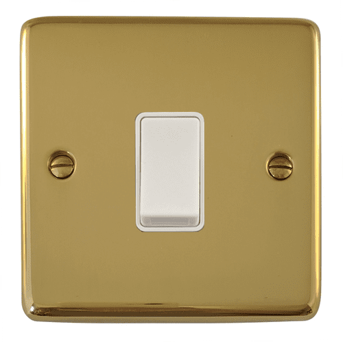 G&H CBUL1W Standard Plate Unlacquered Polished Brass 1 Gang 1 or 2 Way Rocker Light Switch
