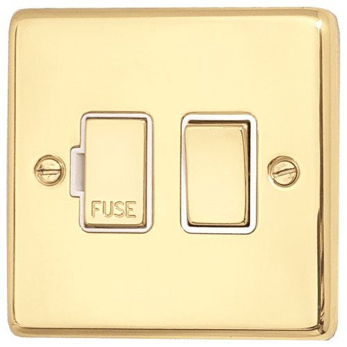 G&H CBUL257 Standard Plate Unlacquered Polished Brass 1 Gang Fused Spur 13A Switched