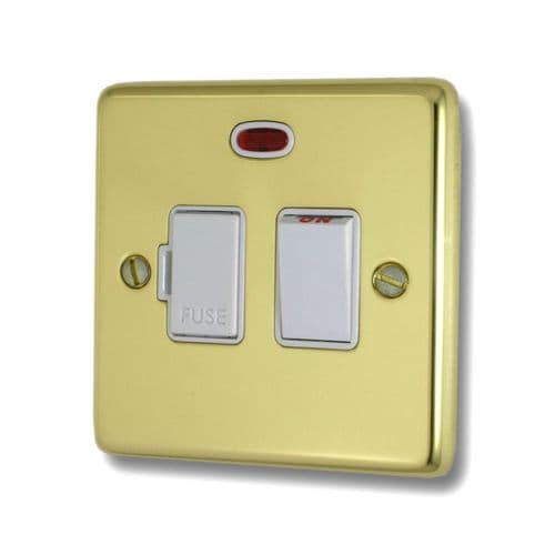 G&H CBUL27W Standard Plate Unlacquered Polished Brass 1 Gang Fused Spur 13A Switched & Neon