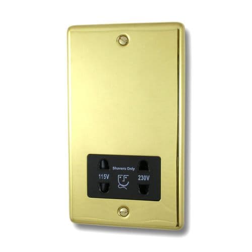 G&H CBUL30B Standard Plate Unlacquered Polished Brass Dual Voltage Shaver Socket 115-230V