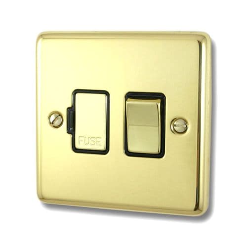 G&H CBUL357 Standard Plate Unlacquered Polished Brass 1 Gang Fused Spur 13A Switched