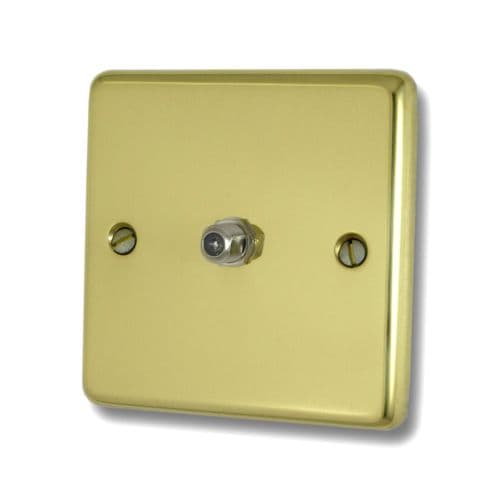 G&H CBUL37 Standard Plate Unlacquered Polished Brass 1 Gang Single Satellite Point Socket