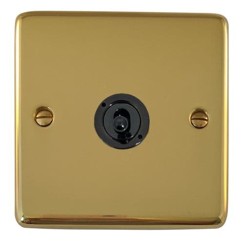 G&H CBUL381-FBK Standard Plate Unlacquered Polished Brass 1 Gang 2 Way Toggle Light Switch