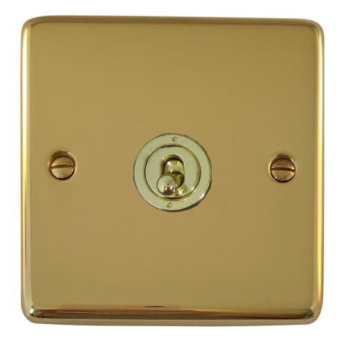 G&H CBUL381-PB Standard Plate Unlacquered Polished Brass 1 Gang 1 or 2 Way Toggle Light Switch