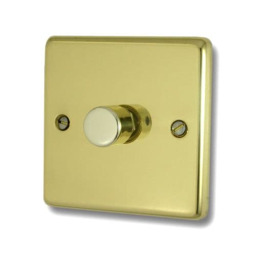 G&H CBUL521 Standard Plate Unlacquered Polished Brass 1 Gang 1 or 2 Way LED Dimmer Switch