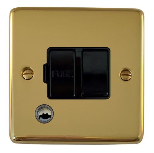 G&H CBUL56B Standard Plate Unlacquered Polished Brass 1 Gang Fused Spur 13A Switched & Flex Outlet