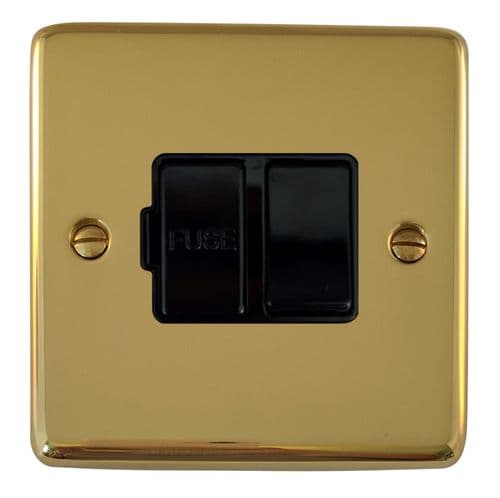G&H CBUL57B Standard Plate Unlacquered Polished Brass 1 Gang Fused Spur 13A Switched
