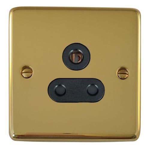G&H CBUL59B Standard Plate Unlacquered Polished Brass 1 Gang Single 5 Amp Plug Socket