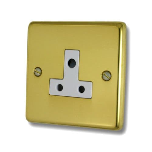 G&H CBUL59W Standard Plate Unlacquered Polished Brass 1 Gang Single 5 Amp Plug Socket
