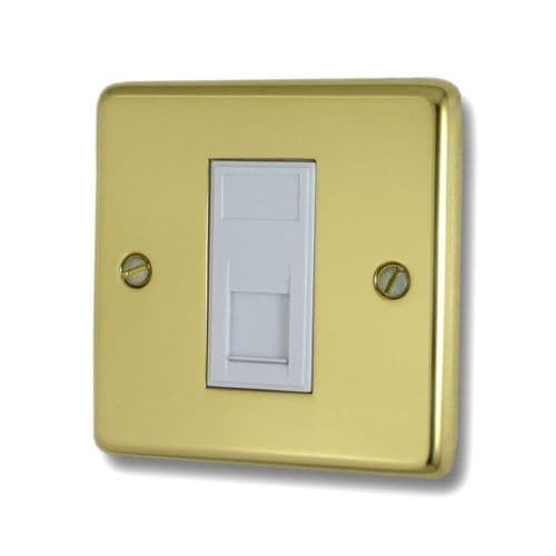 G&H CBUL61W Standard Plate Unlacquered Polished Brass 1 Gang RJ45 Cat5e Data Socket