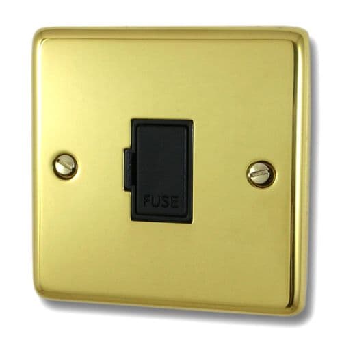 G&H CBUL90B Standard Plate Unlacquered Polished Brass 1 Gang Fused Spur 13A Unswitched