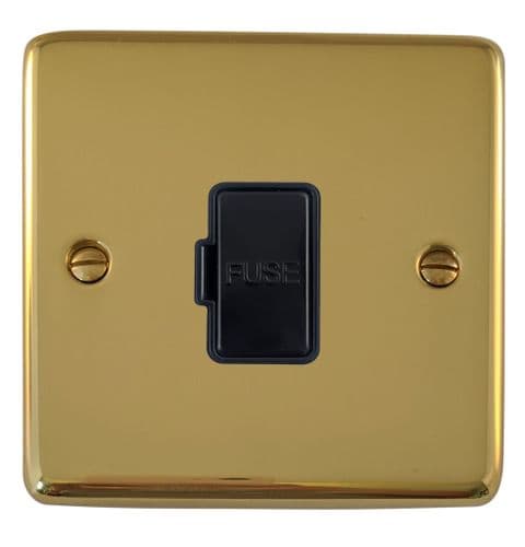 G&H CBUL90B Standard Plate Unlacquered Polished Brass 1 Gang Fused Spur 13A Unswitched