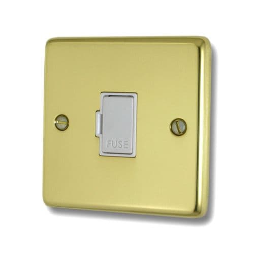 G&H CBUL90W Standard Plate Unlacquered Polished Brass 1 Gang Fused Spur 13A Unswitched
