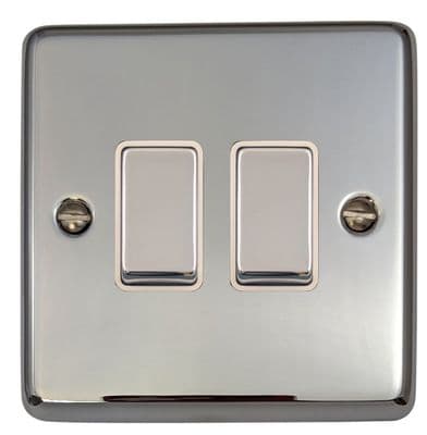 G&H CC202 Standard Plate Polished Chrome 2 Gang 1 or 2 Way Rocker Light Switch