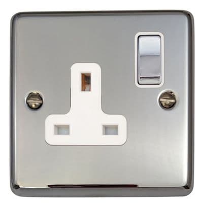 G&H CC209 Standard Plate Polished Chrome 1 Gang Single 13A Switched Plug Socket