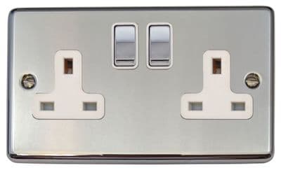 G&H CC210 Standard Plate Polished Chrome 2 Gang Double 13A Switched Plug Socket