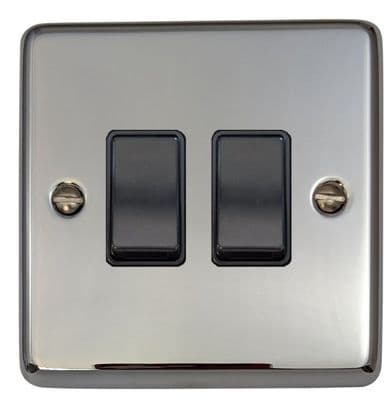 G&H CC2B Standard Plate Polished Chrome 2 Gang 1 or 2 Way Rocker Light Switch
