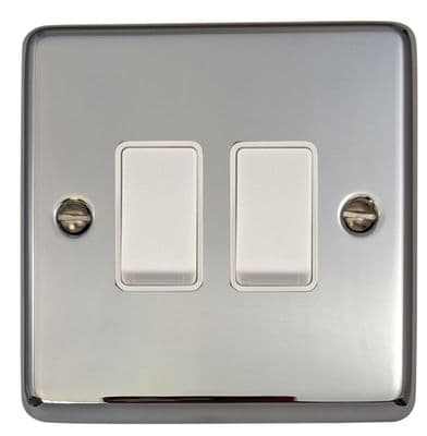 G&H CC2W Standard Plate Polished Chrome 2 Gang 1 or 2 Way Rocker Light Switch