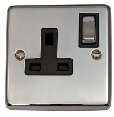 G&H CC309 Standard Plate Polished Chrome 1 Gang Single 13A Switched Plug Socket