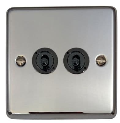 G&H CC382-FBK Standard Plate Polished Chrome 2 Gang 2 Way Toggle Light Switch