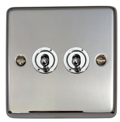 G&H CC382-PC Standard Plate Polished Chrome 2 Gang 1 or 2 Way Toggle Light Switch